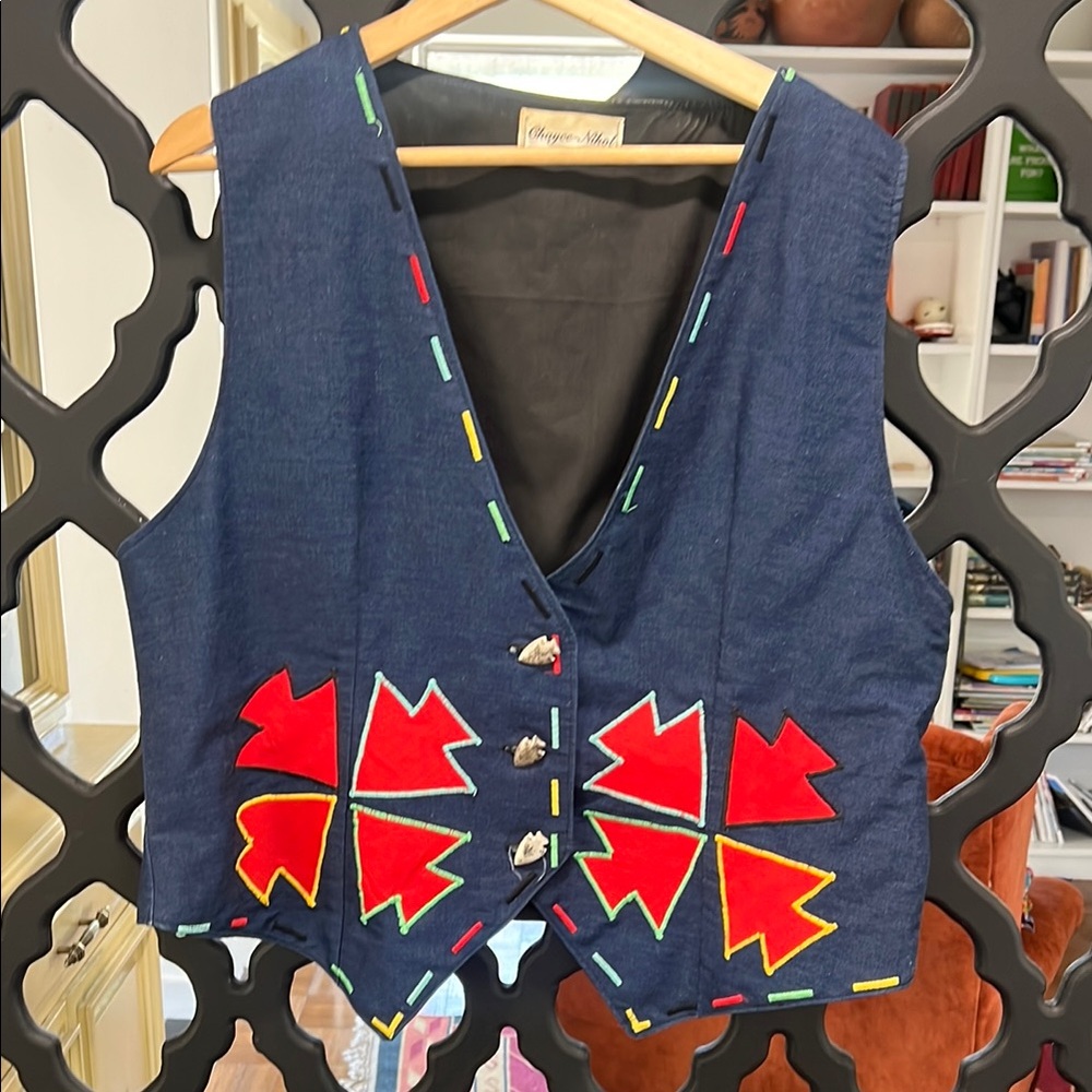 Vintage Embroidered Denim Vest